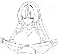 artist:kyurosuku beauty_mark character:azami_(blue_archive) halo in-series_category:allied_hyakkiyako_academy in-series_category:nature's_beauty_club long_hair meta:work-in-progress monochrome series:blue_archive two-tone_hair // 721x668 // 226KB
