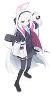 artist:fuyubone character:key_(blue_archive) hair_bow hair_down_the_middle halo in-series_category:game_development_department in-series_category:millenium_science_school long_hair pink_eyes series:blue_archive white_hair // 1094x2048 // 147KB