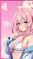 alternate_outfit artist:kiriyuki_hikumo character:serina_(blue_archive) flushed_face hair_accessories halo in-series_category:remedial_knights in-series_category:trinity_general_school meta:animated pink_eyes pink_hair series:blue_archive short_hair swimsuit // 450x800 // 23MB