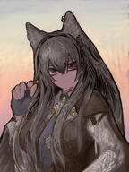 animal_ears artist:thiccborb black_hair character:texas_(arknights) character:texas_the_omertosa_(arknights) in-series_category:lupo in-series_category:siracusa long_hair orange_eyes series:arknights wolf_ears wolf_girl // 2400x3200 // 5.3MB