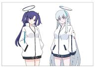 alternate_outfit artist:namakurage character:noa_(blue_archive) character:yuuka_(blue_archive) halo in-series_category:millenium_science_school in-series_category:seminar long_hair mechanical_halo purple_eyes purple_hair series:blue_archive shirt_only twin_tails white_hair // 2894x2077 // 1.7MB