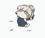 artist:nyaru blonde_hair blue_eyes bodysuit character:toki_(blue_archive) chibi in-series_category:cleaning_&_clearing in-series_category:millenium_science_school in-series_category:super_phenomenon_task_force meta:animated series:blue_archive // 560x474 // 316KB