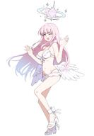 artist:artpatient body_wings character:mika_(blue_archive) character:mika_(swimsuit)_(blue_archive) feathered_wings halo in-series_category:tea_party in-series_category:trinity_general_school long_hair pink_hair series:blue_archive swimsuit yellow_eyes // 1289x1864 // 125KB