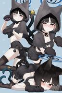 animal_ears artist:pizzania_company black_eyes black_hair cat_ears cat_girl cat_lingerie cat_paws cat_tail character:kikyou_(blue_archive) flushed_face halo in-series_category:allied_hyakkiyako_academy in-series_category:hyakkaryouran_conflict_resolution_council series:blue_archive short_hair tail // 2733x4063 // 811KB
