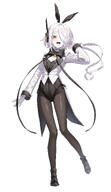 alternate_outfit artist:kokukyukeo bunny_suit character:sof_(blue_archive) hair_covering_eye headphones high-cut_leotard in-series_category:decagrammaton leotard rabbit_ears series:blue_archive short_hair white_hair white_skin yellow_eyes // 2111x3658 // 822KB