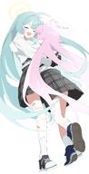 artist:fuyubone character:hoshino_(blue_archive) character:yume_(blue_archive) green_hair halo heterochromia in-series_category:abydos_high_school in-series_category:abydos_student_council in-series_category:foreclosure_task_force long_hair pink_hair series:blue_archive // 2080x4096 // 490KB