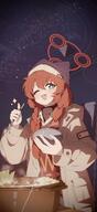 artist:Patanda blue_eyes character:maki_(blue_archive) character:maki_(camp)_(blue_archive) hair_braid halo in-series_category:millenium_science_school in-series_category:veritas red_hair series:blue_archive sweater twin_tails // 4144x9000 // 14MB