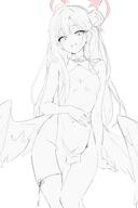 alternate_outfit artist:soonmu99 body_wings character:ichika_(blue_archive) feathered_wings hair_braid halo in-series_category:justice_task_force in-series_category:trinity_general_school long_hair meta:work-in-progress monochrome qipao series:blue_archive // 2734x4096 // 416KB