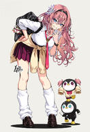 alternate_outfit artist:kubota_masaki bird_girl blue_eyes character:takane_lui eye_liner gyaru hair_accessories head_wings in-series_category:hololive_japan in-series_category:holox long_hair messy_hair pink_hair series:hololive sweater tube_socks v // 843x1230 // 466KB
