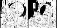 artist:negiumaya beauty_mark character:kayoko_(blue_archive) comic demon_horns ears_blushing fingers_in_mouth flushed_face french_kiss gripping_bed halo horns in-series_category:gehenna_academy in-series_category:problem_solver_68 japanese_text kiss monochrome ponytail prone_bone series:blue_archive short_hair two-tone_hair // 1206x588 // 133KB