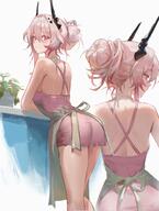 alternate_outfit artist:uof character:theresa_(arknights) demon_horns dress hair_bun horns in-series_category:babel in-series_category:kazdel in-series_category:sarkaz pink_eyes pink_hair series:arknights // 1510x2000 // 361KB