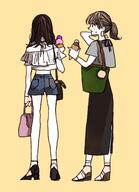 artist:yasu_urayaka brown_hair casual_clothes long_hair midriff ponytail series:original short_shorts // 1478x2048 // 226KB