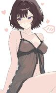 artist:kamitosayu brown_hair character:neo_asari_(gakuen_idolmaster) flushed_face lingerie negligee nipples_visible_through_clothing purple_eyes series:gakuen_idolmaster series:idolmaster short_hair // 1226x2048 // 189KB