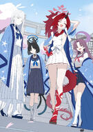 animal_ears artist:oto_jampan black_eyes black_hair cat_ears cat_girl cat_tail character:kikyou_(blue_archive) character:nagusa_(blue_archive) character:renge_(blue_archive) character:yukari_(blue_archive) dragon_girl dragon_horns dragon_tail eye_liner hair_accessories hair_bow halo happi_coat horns in-series_category:allied_hyakkiyako_academy in-series_category:hyakkaryouran_conflict_resolution_council long_hair messy_hair ponytail purple_eyes purple_hair red_hair series:blue_archive short_hair side_boob tail white_eyes white_hair // 1409x2000 // 600KB
