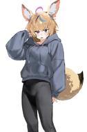 alternate_outfit animal_ears artist:uzuradobin blonde_hair character:omaru_polka fox_ears fox_girl fox_tail in-series_category:generation_5 in-series_category:hololive_japan meta:source_request puffy_vulva purple_eyes series:hololive sports_wear tail // 1178x1800 // 136KB