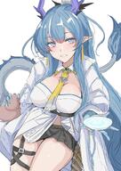 artist:ken blue_eyes blue_hair character:ling_(arknights) dragon_girl dragon_horns dragon_tail horns in-series_category:feranmut in-series_category:sui_siblings in-series_category:yan long_hair pointed_ears series:arknights tail // 2025x2864 // 914KB