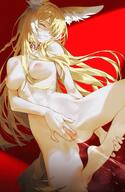 animal_ears artist:iumu blonde_hair character:vulpisfoglia_(arknights) flushed_face fox_ears fox_girl hair_braid hair_covering_eye in-series_category:siracusa in-series_category:vulpo long_hair masturbation series:arknights squirting tail wolf_ears wolf_girl wolf_tail // 1029x1577 // 1.3MB