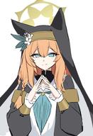 animal_ears artist:kyurosuku blue_eyes cat_ears cat_girl character:mari_(blue_archive) hair_accessories hair_braid halo in-series_category:sisterhood in-series_category:trinity_general_school nun orange_hair series:blue_archive // 1800x2634 // 333KB