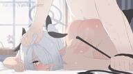 ahegao artist:vanilla_flavor brown_skin character:iori_(blue_archive) creampie ears_blushing flushed_face grey_hair gripping_bed hair_covering_eye halo in-series_category:gehenna_academy in-series_category:prefect_team meta:animated pointed_ears series:blue_archive tail tail_wrap top-down_bottom-up twin_tails x-ray // 853x480 // 76MB