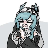 artist:grape blue_hair character:xaihi demon_horns horns in-series_category:sarkaz pointed_ears series:arknights series:arknights:_endfield // 200x200 // 3.6KB
