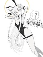 alternate_outfit armpit artist:nagomu blindfold bunny_suit character:ein_(blue_archive) character:malkuth_(blue_archive) character:ohr_(blue_archive) character:sof_(blue_archive) chest_gap face_mask hair_covering_eye headphones high-cut_leotard in-series_category:decagrammaton leotard long_hair ponytail rabbit_ears rabbit_tail series:blue_archive short_hair thigh_squish twin_tails white_hair white_skin yellow_eyes // 1536x2048 // 246KB