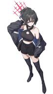 alternate_outfit artist:Patanda black_hair casual_clothes character:misaki_(blue_archive) face_mask halo high-waisted_pants in-series_category:arius_satellite_school in-series_category:arius_squad midriff pants ponytail red_eyes series:blue_archive short_hair // 4950x8824 // 6.4MB