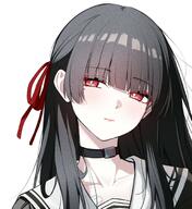 artist:reia beauty_mark black_hair character:chisa_(wuthering_waves) long_hair red_eyes series:wuthering_waves // 1520x1657 // 355KB