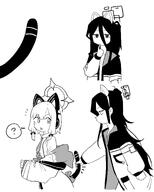 animal_ears artist:hightway_420 cat_ears cat_girl cat_tail character:key_(blue_archive) character:momoi_(blue_archive) comic halo in-series_category:game_development_department in-series_category:millenium_science_school long_hair monochrome series:blue_archive short_hair tail // 2000x2500 // 212KB
