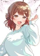 artist:puka_0507 brown_eyes brown_hair character:hanami_ume_(gakuen_idolmaster) hair_bun series:gakuen_idolmaster series:idolmaster short_hair sweater // 1464x2048 // 257KB