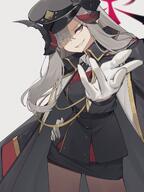 artist:abe-napori character:makoto_(blue_archive) demon_horns grey_eyes grey_hair hair_covering_eye horns in-series_category:gehenna_academy in-series_category:pandemonium_society long_hair pointed_ears pov series:blue_archive // 1536x2048 // 282KB