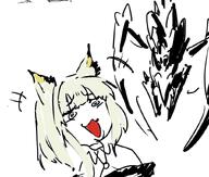animal_ears artist:kanuluillust cat_ears cat_girl character:kal'tsit_(arknights) character:mon3tr_(summon)_(arknights) in-series_category:feline in-series_category:rhodes_island meta:cropped series:arknights short_hair white_hair // 827x703 // 75KB