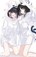 alternate_outfit animal_ears artist:kamitosayu black_eyes black_hair cat_ears cat_girl cat_tail character:kazusa_(blue_archive) character:kikyou_(blue_archive) halo in-series_category:after_school_sweets_club in-series_category:allied_hyakkiyako_academy in-series_category:hyakkaryouran_conflict_resolution_council in-series_category:trinity_general_school pink_eyes pink_hair series:blue_archive tail two-tone_hair // 1280x2048 // 260KB