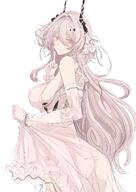 artist:ken character:theresa_(arknights) demon_horns horns in-series_category:babel in-series_category:kazdel in-series_category:sarkaz lingerie long_hair pink_eyes pink_hair series:arknights // 2026x2865 // 761KB