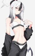 alternate_outfit artist:isocha beauty_mark black_hair body_wings character:kayoko_(blue_archive) demon_horns demon_wings ear_piercings halo horns in-series_category:gehenna_academy in-series_category:problem_solver_68 midriff red_eyes series:blue_archive sports_wear two-tone_hair white_hair // 1288x2048 // 206KB