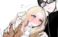 alternate_outfit artist:kasasagi blonde_hair blue_eyes casual_clothes character:juou_sena_(gakuen_idolmaster) character:producer_(idolmaster) flushed_face long_hair series:gakuen_idolmaster series:idolmaster sweater // 1188x766 // 153KB