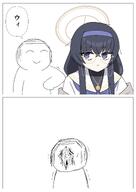 artist:namakurage black_hair blue_eyes character:doodle_sensei_(blue_archive) character:sensei_(blue_archive) character:ui_(blue_archive) comic glasses halo in-series_category:library_committee in-series_category:trinity_general_school japanese_text long_hair series:blue_archive sweater // 2894x4093 // 2.4MB