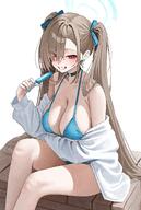 alternate_outfit beauty_mark blonde_hair blue_eyes character:asuna_(blue_archive) hair_covering_eye halo in-series_category:cleaning_&_clearing in-series_category:millenium_science_school long_hair series:blue_archive swimsuit twin_tails // 2500x3719 // 1.4MB