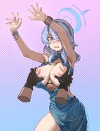 artist:BOW blue_eyes blue_hair character:ako_(blue_archive) character:ako_(dress)_(blue_archive) character:sensei_(blue_archive) dress flushed_face grabbing_another's_breast hair_accessories halo hand_shadow_covering_breasts_(trend) in-series_category:gehenna_academy in-series_category:prefect_team pov series:blue_archive shadow_over_eyes vagina_sticker // 1030x1348 // 215KB