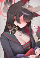 animal_ears artist:senya brown_hair character:wakamo_(blue_archive) ears_blushing flushed_face fox_ears fox_girl fox_tail halo headpat in-series_category:allied_hyakkiyako_academy in-series_category:seven_prisoners long_hair series:blue_archive steaming_body sweaty tail // 2000x2857 // 9.5MB