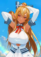 brown_skin character:shiranui_flare elf in-series_category:generation_3 in-series_category:hololive_japan meta:artist_request meta:source_request meta:tagme pointed_ears series:hololive // 880x1209 // 381KB
