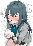 artist:kobinbin character:tsukimura_temari_(gakuen_idolmaster) cum_in_mouth flushed_face green_hair japanese_text long_hair series:gakuen_idolmaster series:idolmaster steaming_body sweaty // 1240x1748 // 321KB