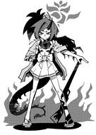 artist:jepy character:renge_(blue_archive) dragon_girl dragon_horns dragon_tail happi_coat horns in-series_category:allied_hyakkiyako_academy in-series_category:hyakkaryouran_conflict_resolution_council long_hair monochrome ponytail series:blue_archive tail // 1451x2048 // 532KB