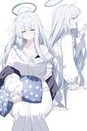 artist:reia character:noa_(blue_archive) character:noa_(pajama)_(blue_archive) halo in-series_category:millenium_science_school in-series_category:seminar long_hair mechanical_halo messy_hair pajamas series:blue_archive white_hair // 2500x3750 // 4.2MB