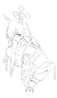 animal_ears artist:kyurosuku character:kanna_(blue_archive) dog_ears dog_girl hair_covering_eye halo in-series_category:public_peace_bureau in-series_category:valkyrie_police_school long_hair meta:work-in-progress monochrome series:blue_archive sharp_teeth // 506x878 // 44KB