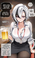 alternate_outfit artist:foxy_reine black_eyes character:arlecchino_(genshin_impact) english_text office_lady pov series:genshin_impact white_hair // 1200x1989 // 2.0MB