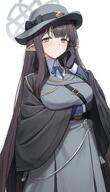 artist:gabang brown_eyes brown_hair character:misuzu_(blue_archive) elf eye_bags halo in-series_category:correctional_bureau in-series_category:valkyrie_police_school long_hair pointed_ears series:blue_archive tired_eyes // 2250x3932 // 906KB