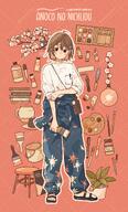 artist:takosuke black_eyes brown_hair english_text hair_accessories overalls series:original short_hair // 2417x4000 // 1.9MB