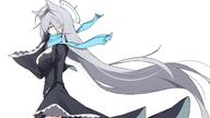animal_ears artist:heoburi35 blue_eyes character:shiroko_terror_(blue_archive) dress grey_hair halo heterochromia in-series_category:abydos_high_school in-series_category:foreclosure_task_force series:blue_archive wolf_ears wolf_girl // 4096x2304 // 414KB