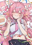 animal_ears artist:tsukino character:hakui_koyori hair_accessories in-series_category:hololive_japan in-series_category:holox long_hair midriff pink_hair series:hololive wolf_ears wolf_girl // 2478x3508 // 1.0MB