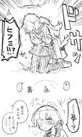 artist:kon_kokine bird_girl character:hifumi_(blue_archive) character:koharu_(blue_archive) comic flushed_face halo head_wings in-series_category:justice_task_force in-series_category:make-up_work_club in-series_category:trinity_general_school japanese_text monochrome series:blue_archive steaming_body // 1654x2756 // 490KB